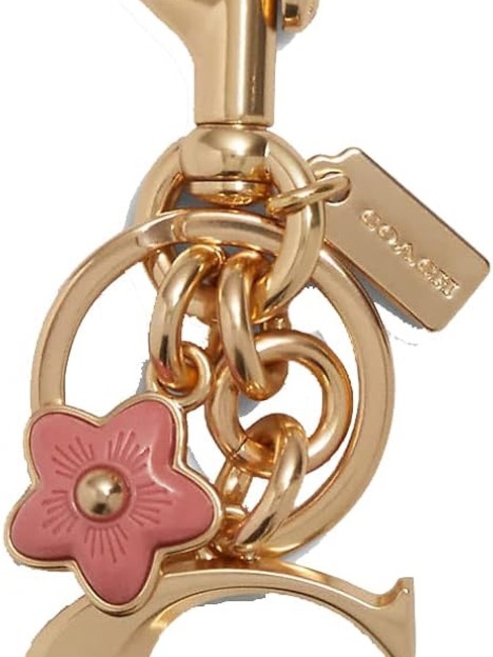 Coach Tea Rose Gold-Tone Keyring Bag Charm - Picture 5 of 16